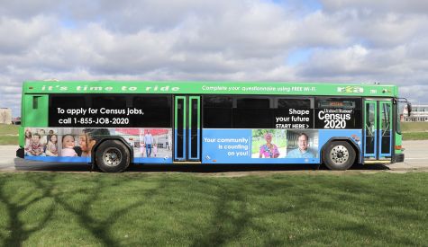 bus with census information on it